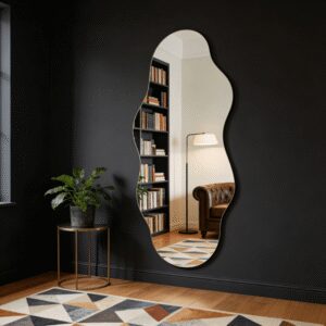 1pc Sticker (Non-Glass) Durable Surface Vintage Bohemian Wall Mirror | Floral Themed Classic Vertical Design | Easy Installation Without Tools, Won'T Damage Walls | Suitable for Home Bathrooms, Dining Rooms, Hotels, Gyms, Bedrooms