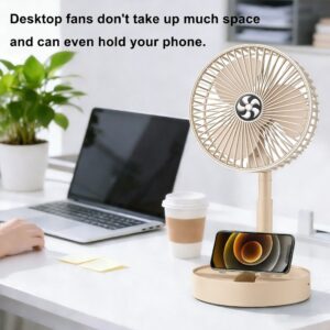 3-Speed Adjustable Foldable Silent USB Rechargeable Desktop Wireless Fan, Multifunctional 3-In-1 Upright Desk Fan - Portable Electric Fan, Suitable for Kitchen, Outdoor Camping, Dormitory, Office, Air Circulation Fan, 1200Mah Large Capacity Battery