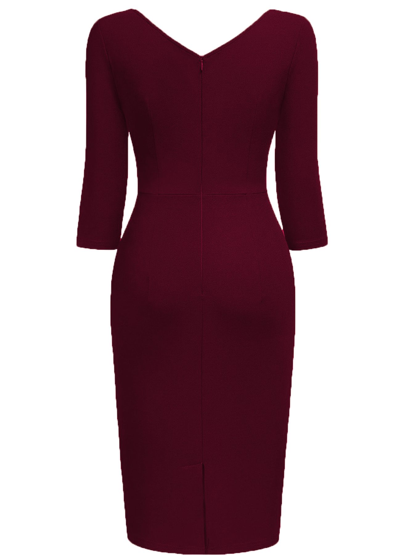 A Stylish And Elegant Summer Dress with a V-Neck, Three-Quarter Sleeves, And Side Pleats, Designed to Fit Snugly And Accentuate The Figure, Perfect for Work Or Party Occasions - Image 6