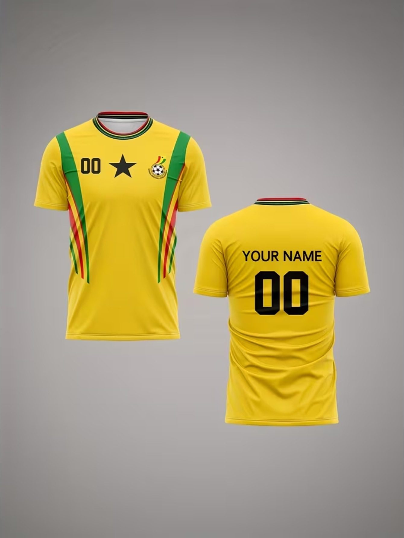 Customizable Ghana National Flag Soccer Jerseys Made from Breathable, Moisture-Wicking Fabric, Suitable for Team Training, Outdoor Activities, And Regular Round-Neck Wear for Summer Parties - Image 2