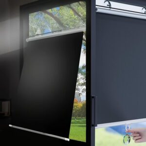 2pcs Retractable Shade Roller Blinds - Titanium Silver Reflective Shading Blinds with Over 90% Shading Rate, 3 Diamond-Free Suction Cups - Insulated Curtains for Kitchen, Bathroom, Bedroom And Car Windows - Living Room Shading Blinds