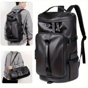Men's backpack Outdoor Men's Large Capacity Convenient Dual-Use Backpack and Tote Bag, Black & Gray Casaul Pack with Multiple Ways to Carry Suitable for Fitness Travel Multi-Purpose Ideal Gift, Expandable Backpack for Men, Large Capacity Travel