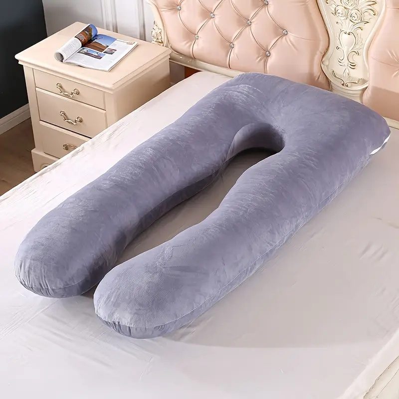 1pc Maternity U-Shaped Lumbar Pillow - Thick Support Cushion for the Lower Back, Comfortable Neck Pillow, Island Sea Island Cotton, Machine Washable, Gray, Maternity Cushion, Suitable for 25 Scenarios - Image 6
