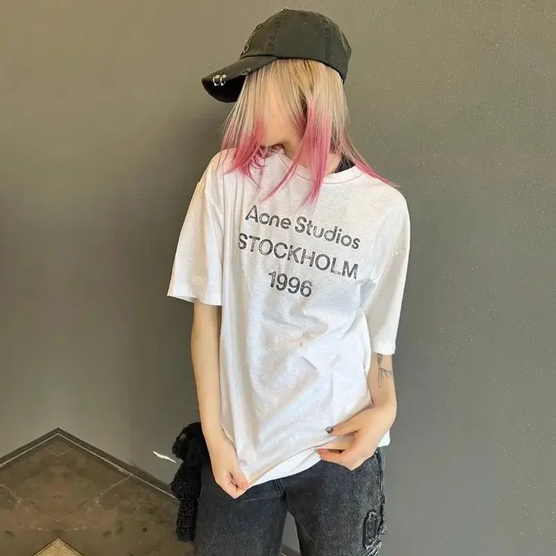 2025 Casual Cotton Men's and Women's Matching Retro 1996 Printed Casual Round-neck Versatile Short-sleeved T-shirt Top - Image 2