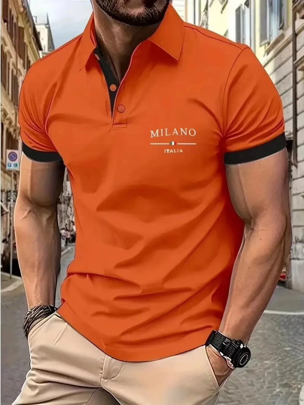 European and American summer fashion men's sports simple letter print comfortable breathable polo shirt outdoor urban casual top - Image 6