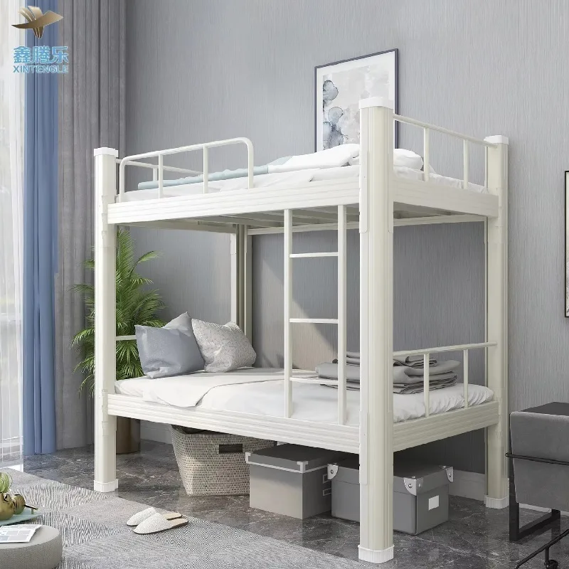 Factory Direct Sales Double Deck Steel Metal Frame Bunk Bed Decker Bunk Beds Hostel Bunker Bed Lit Superpose Tempat for Sale - Image 3