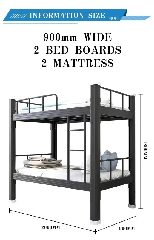 Factory Direct Sales Double Deck Steel Metal Frame Bunk Bed Decker Bunk Beds Hostel Bunker Bed Lit Superpose Tempat for Sale - Image 6
