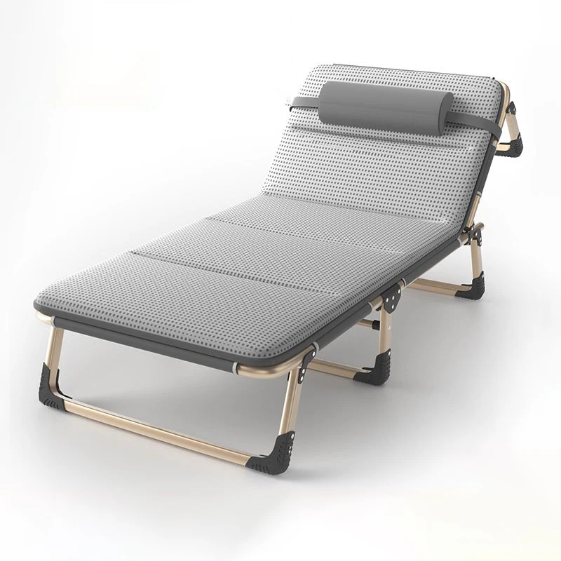 Folding cot with mattress lounge chair for patio beach detachable headrests soft cushion adjustable backrests portable bed - Image 2