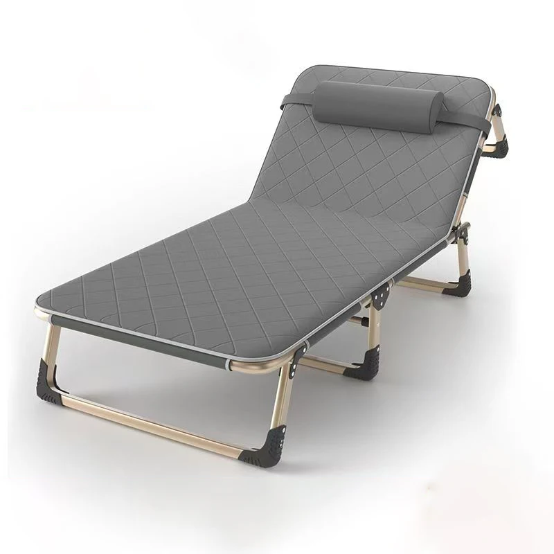 Folding cot with mattress lounge chair for patio beach detachable headrests soft cushion adjustable backrests portable bed - Image 4