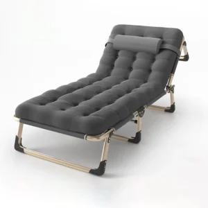 Folding cot with mattress lounge chair for patio beach detachable headrests soft cushion adjustable backrests portable bed