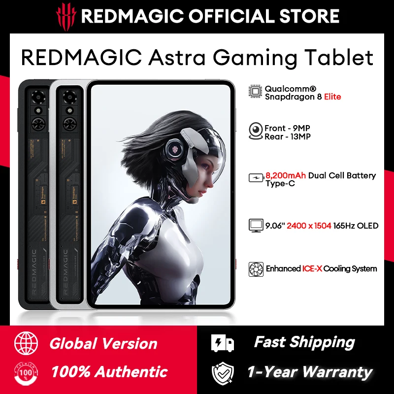 Global Version Redmagic Astra Gaming Tablet NP05J Snapdragon 8 Elite 9.06" OLED 165Hz 2400×1504 13MP 8200mAh Type-C