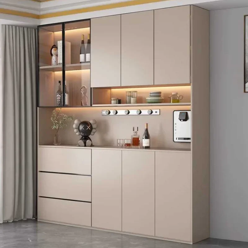 Kitchen Cabinet Sideboards Tall Cabinet with Glass Doors and Drawer Wine Cabinet Pantry Hunch with Shelves Kitchen Island - Image 2
