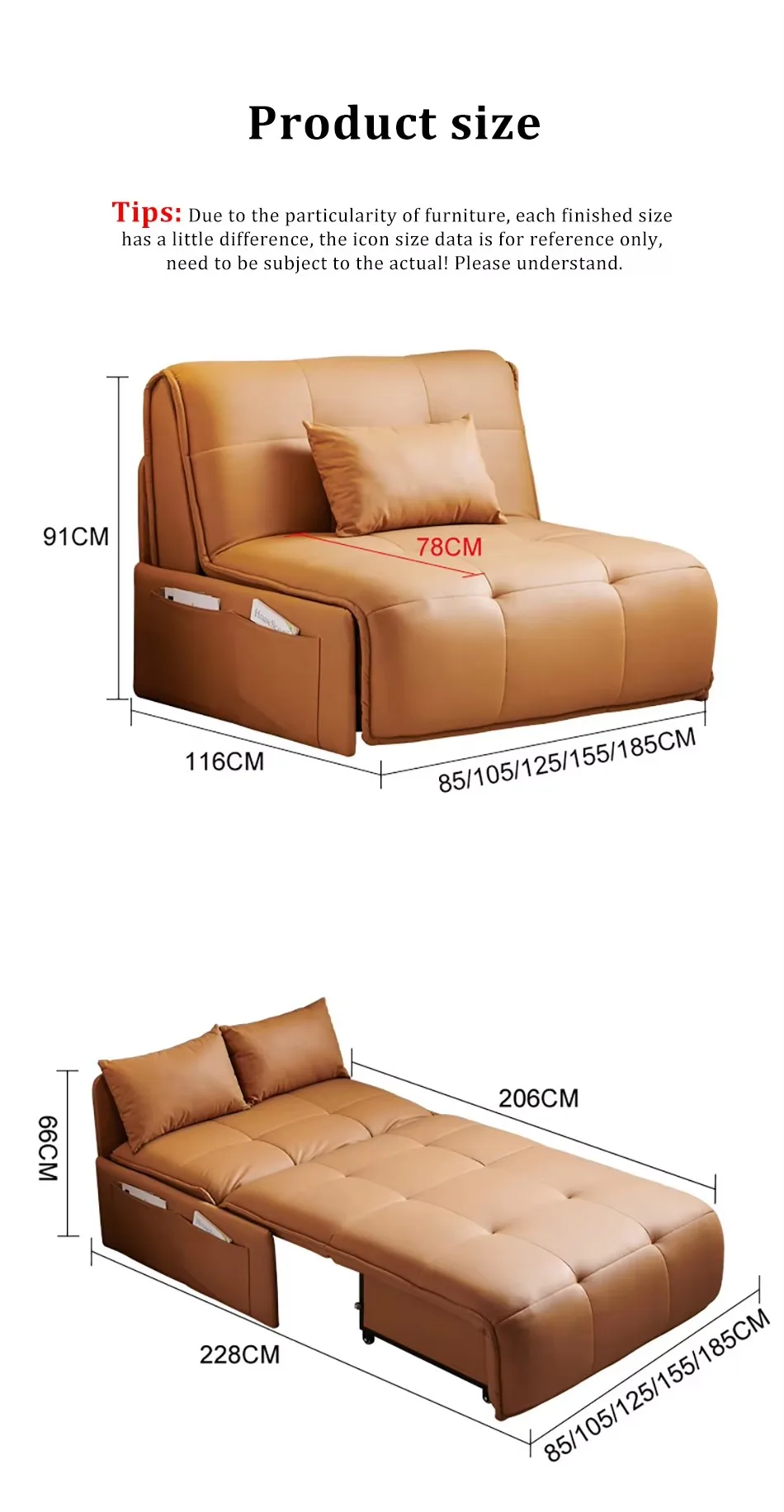 Modern Luxury Leather Folding Sofa Bed Power-Operated With Storage For Bedroom Living Room Hotel Or Apartment - Image 6