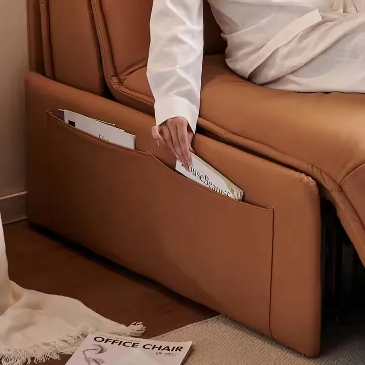 Modern Luxury Leather Folding Sofa Bed Power-Operated With Storage For Bedroom Living Room Hotel Or Apartment - Image 4