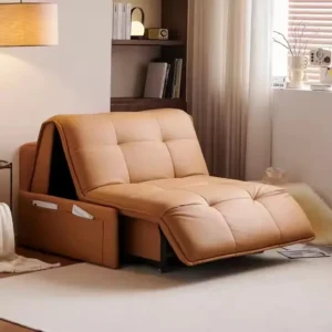 Modern Luxury Leather Folding Sofa Bed Power-Operated With Storage For Bedroom Living Room Hotel Or Apartment