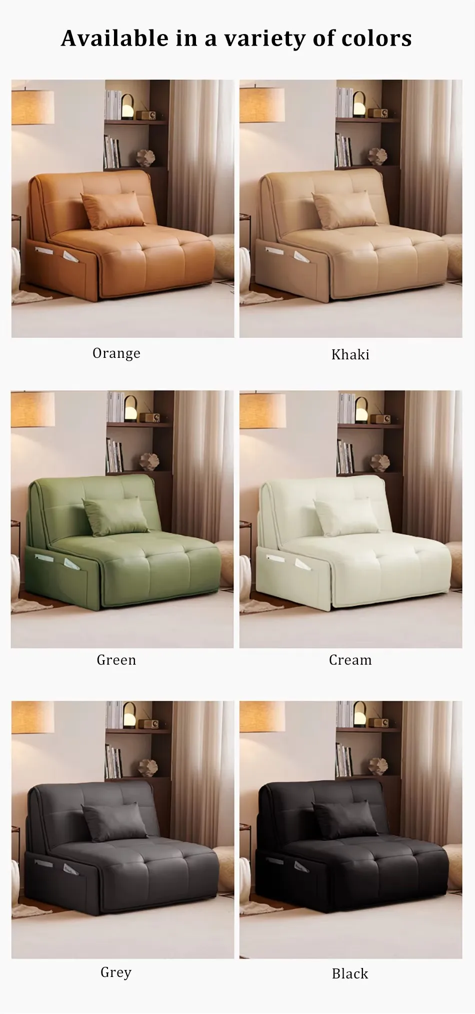 Modern Luxury Leather Folding Sofa Bed Power-Operated With Storage For Bedroom Living Room Hotel Or Apartment - Image 5