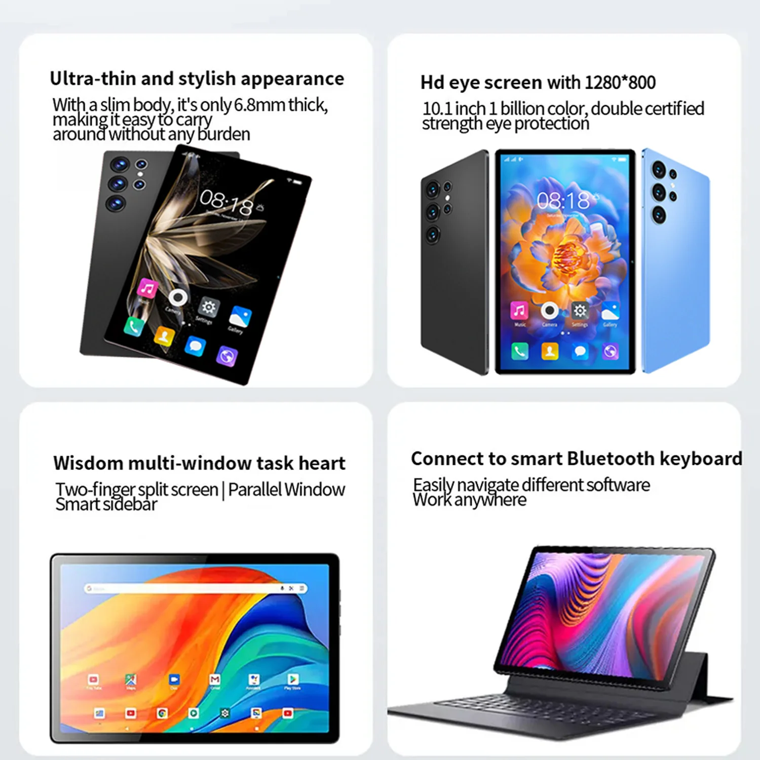 New Upgraded Pad 10.1 Inch Android Tablet Octa Core 4GB+64GB ROM Dual Phone Call WiFi Google Play Tablet PC with Keyboard case - Image 4
