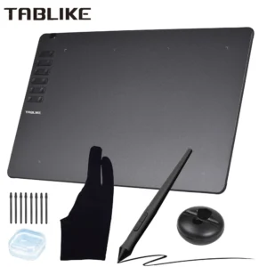 T1161 Graphics Tablet for Drawing, Ultra-thin Art Sketch Digital Pad with Battery-free Stylus 8 Pen Nibs 8192 Levels Pressure