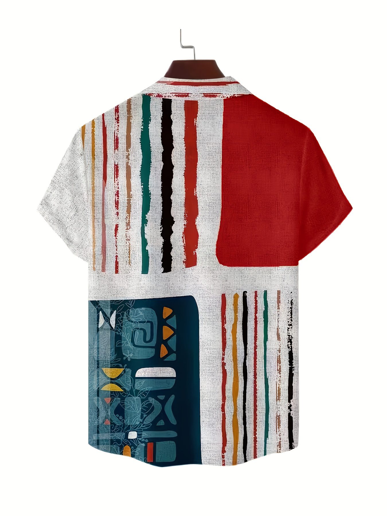 Men'S Vintage Shirt - Featuring a Collared Button Front, Suitable for Both Formal And Casual Occasions. Perfect for Summer Vacations And Casual Outfits - Easy to Care For, Machine Washable, Versatile Piece with Geometric Pattern Design - Image 4