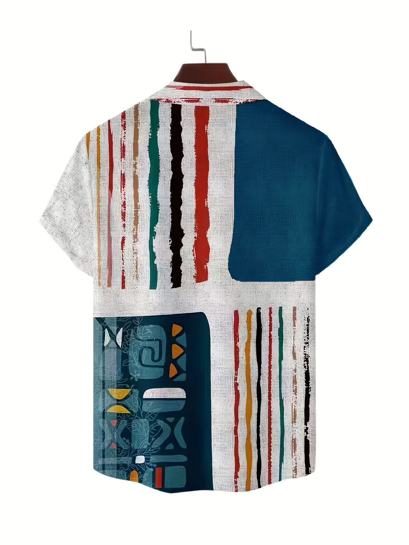 Men'S Vintage Shirt - Featuring a Collared Button Front, Suitable for Both Formal And Casual Occasions. Perfect for Summer Vacations And Casual Outfits - Easy to Care For, Machine Washable, Versatile Piece with Geometric Pattern Design - Image 5