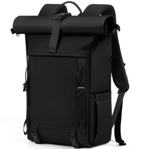 RAINSMORE 17-inch Travel Laptop Backpack for Outdoor Hiking, Unisex, Suitable for Hiking, Mountaineering, Work, Camping, Large Capacity Backpack, Black