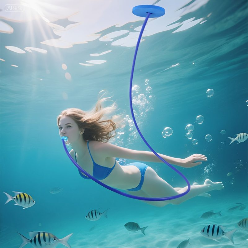 Snorkel, Anti-choking Single/double-head Breathing Apparatus, Underwater Breathing Valve, Silicone Material Oxygen Supply Device for Water Entry, Leak-proof Setup Water Entry Trainer, Deep Water Oxygen Supply Equipment Suitable for Beginner Adults - Image 3