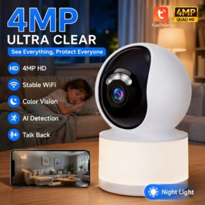 Indoor Home Surveillance Camera 4MP Wifi Security Camera Two-Way Audio Night Vision Two Ways Audio Human Detection Tuya IP CAM