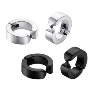 1 Pair/2 Pairsof Stainless Steel Men's Ear Clips Non-piercing Earrings Punk Clip Earrings for Men and Women, No Gems