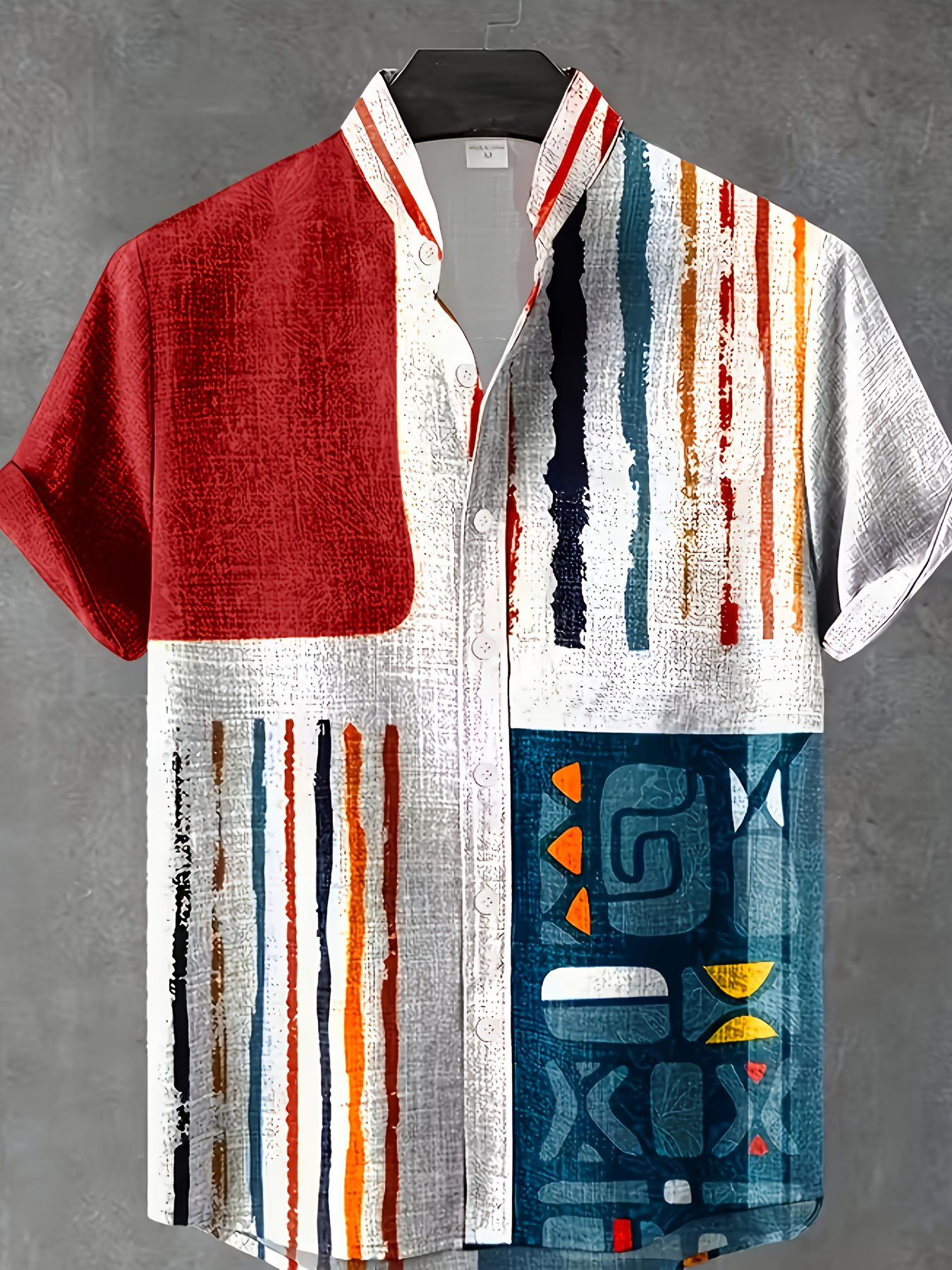 Men'S Vintage Shirt - Featuring a Collared Button Front, Suitable for Both Formal And Casual Occasions. Perfect for Summer Vacations And Casual Outfits - Easy to Care For, Machine Washable, Versatile Piece with Geometric Pattern Design - Image 8