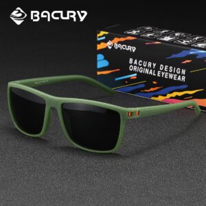 BACURY Minimalist Casual Style Men'S Sunglasses with Polarizing Film And Square Frame Reduce Glare While Driving, Daily Commuting, UV 400