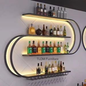 Rack Wine Cabinets Nordic Light Wall Mounted Wine Iron Creative Art Geometric Art Restaurant Showcase for Bar Furniture