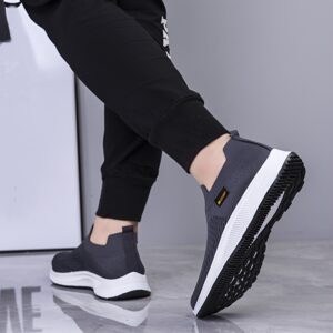 1-Pair ADO STAP Men's Breathable Slip-On Sneakers - Lightweight Woven Knit Loafers Suitable for Daily Wear, Light Sports & Semi-Formal Occasions - Low-Top Shoe with Cushioned PVC Sole, Minimalist Casual Shoes (No Laces)